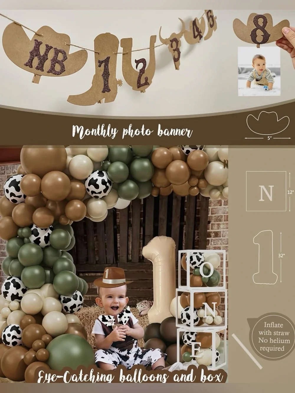 Western Cowboy 1st Birthday Decorations, My First Rodeo Birthday Party Supplies